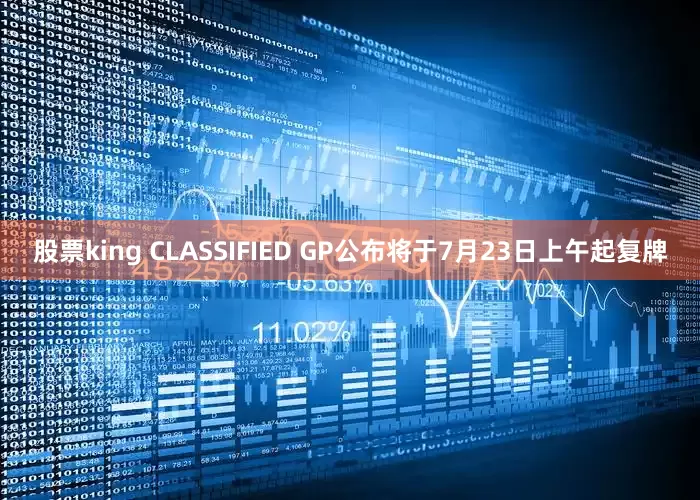 股票king CLASSIFIED GP公布将于7月23日上午起复牌